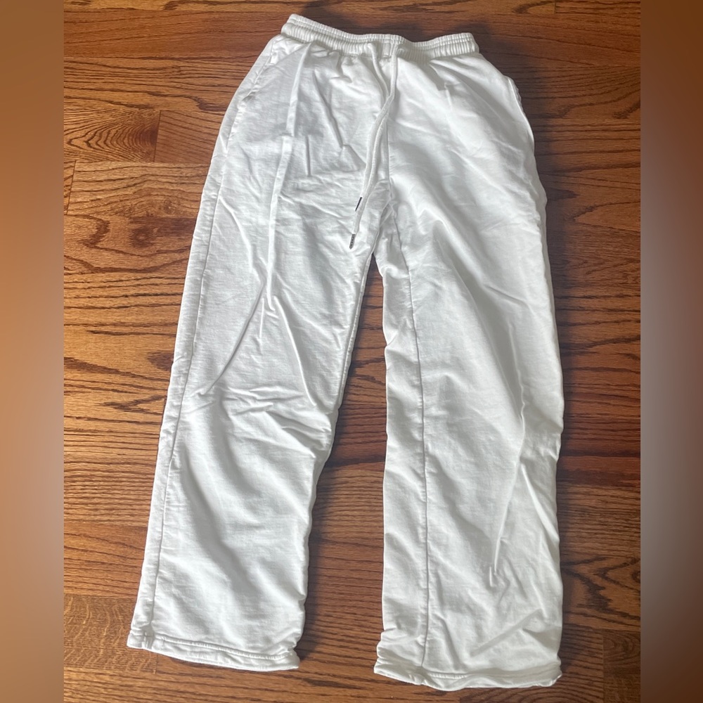 white open leg drawstring sweatpants